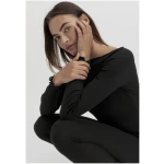 hessnatur Damen Longsleeve Fitted WARM TOUCH aus Bio-Merinowolle und TENCEL™ Lyocell - schwarz - Größe 34