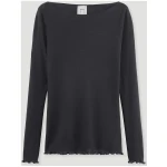 hessnatur Damen Longsleeve Fitted WARM TOUCH aus Bio-Merinowolle und TENCEL™ Lyocell - schwarz - Größe 34