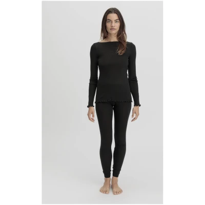 hessnatur Damen Longsleeve Fitted WARM TOUCH aus Bio-Merinowolle und TENCEL™ Lyocell - schwarz - Größe 34