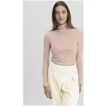 hessnatur Damen Longsleeve mit Rollkragen Fitted WARM TOUCH aus Bio-Merinowolle und TENCEL™ Lyocell - beige - Größe 34