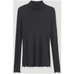 hessnatur Damen Longsleeve mit Rollkragen Fitted WARM TOUCH aus Bio-Merinowolle und TENCEL™ Lyocell - schwarz - Größe 34