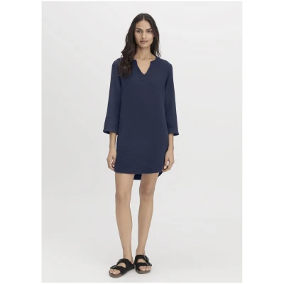 hessnatur Damen Musselin Nachthemd Relaxed PURE COMFORT - blau - Größe 34