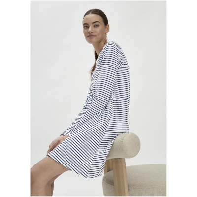 hessnatur Damen Nachthemd Relaxed PURE COTTON aus Bio-Baumwolle - blau - Größe 34