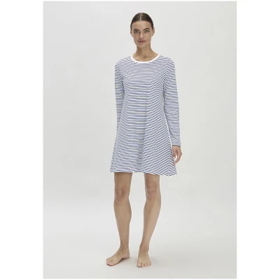 hessnatur Damen Nachthemd Relaxed PURE COTTON aus Bio-Baumwolle - blau - Größe 34