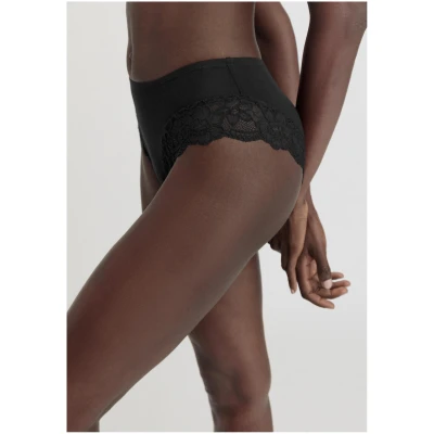 hessnatur Damen Panty Regular Cut mit Spitze aus TENCEL™ Modal - schwarz - Größe 34