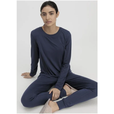 hessnatur Damen Pyjama Regular PURE FLOW aus TENCEL™ Modal - blau - Größe 34