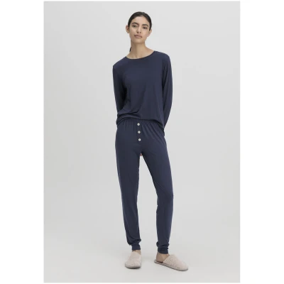 hessnatur Damen Pyjama Regular PURE FLOW aus TENCEL™ Modal - blau - Größe 34