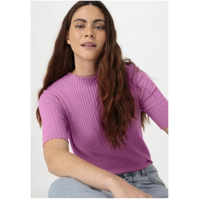 hessnatur Damen Rib Pullover Slim aus Bio-Baumwolle - rosa - Größe 34
