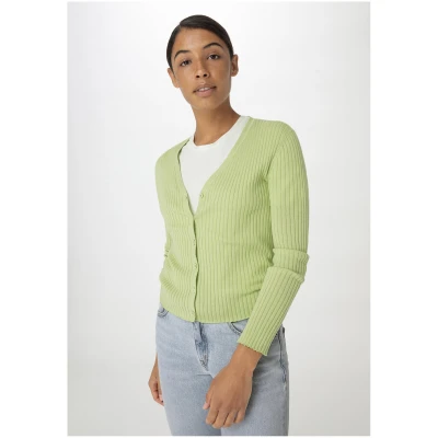 hessnatur Damen Rib Strickjacke Slim aus Bio-Baumwolle - grün - Größe 34