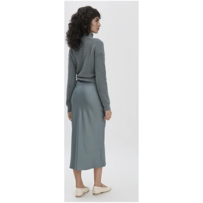 hessnatur Damen Rock Midi Regular aus LENZING™ ECOVERO™ Viskose - grün - Größe 34