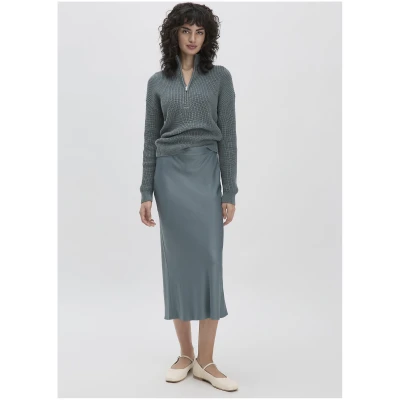 hessnatur Damen Rock Midi Regular aus LENZING™ ECOVERO™ Viskose - grün - Größe 34