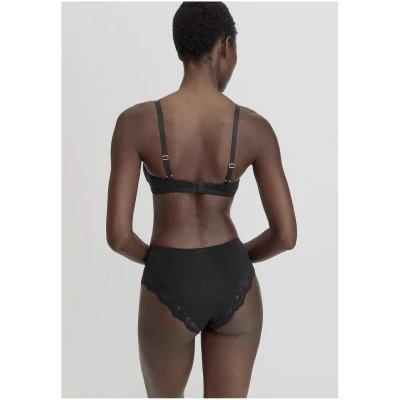 hessnatur Damen Soft BH mit Spitze aus TENCEL™ Modal - schwarz - Größe 34