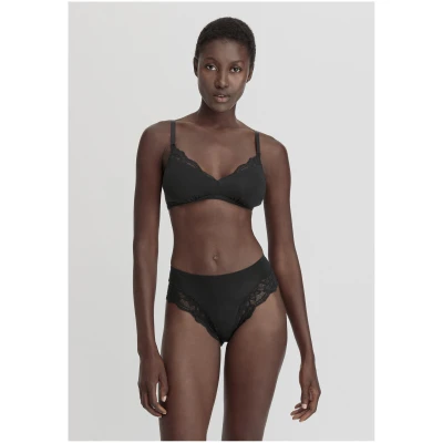 hessnatur Damen Soft BH mit Spitze aus TENCEL™ Modal - schwarz - Größe 34