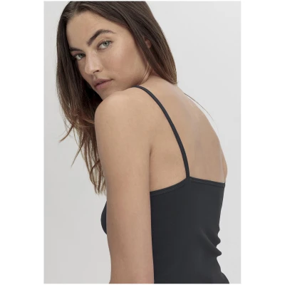 hessnatur Damen Spaghetti-Top V-Neck Fitted 2er-Set PURE NATURE aus Bio-Baumwolle - schwarz - Größe 34