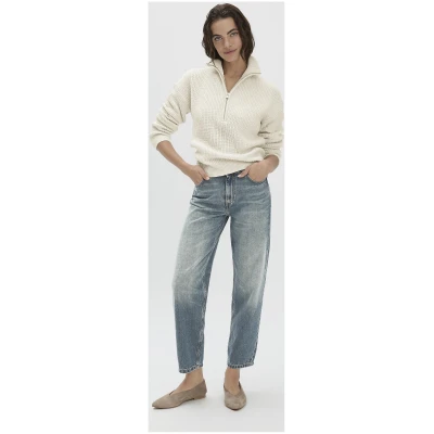 hessnatur Damen Strick Troyer Relaxed aus Bio-Baumwolle - beige - Größe L