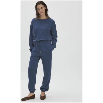 hessnatur Damen Sweathose Relaxed aus Bio-Baumwolle - blau - Größe 34