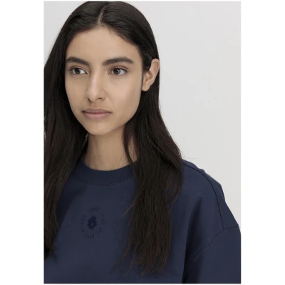hessnatur Damen T-Shirt Cropped Oversize aus Bio-Baumwolle mit Kapok - blau - Größe 34