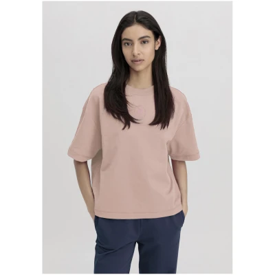 hessnatur Damen T-Shirt Cropped Oversize aus Bio-Baumwolle mit Kapok - rosa - Größe 34