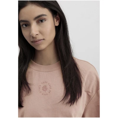 hessnatur Damen T-Shirt Cropped Oversize aus Bio-Baumwolle mit Kapok - rosa - Größe 34