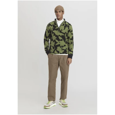 hessnatur Herren Fleece Troyer Relaxed aus Bio-Baumwolle - grün - Größe 46