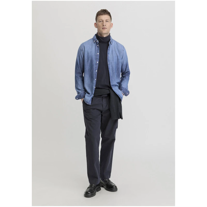 hessnatur Herren Jeans Hemd Regular aus Bio-Denim - blau - Größe XS (37/38)