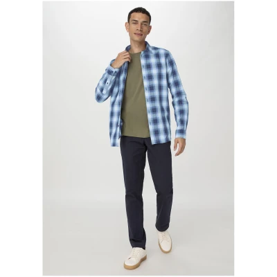 hessnatur Herren Karo-Hemd Relaxed aus Bio-Baumwolle - blau - Größe XS (37/38)