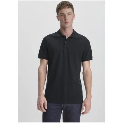 hessnatur Herren Piqué Polo Regular aus Bio-Baumwolle - schwarz - Größe 46