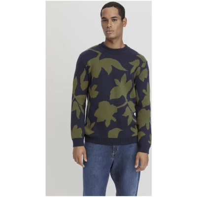 hessnatur Herren Pullover Jacquard Regular aus Bio-Baumwolle mit Bio-Merinowolle - grün - Größe 46