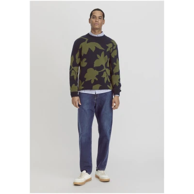 hessnatur Herren Pullover Jacquard Regular aus Bio-Baumwolle mit Bio-Merinowolle - grün - Größe 46
