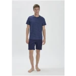hessnatur Herren Pyjama Relaxed PURE COTTON aus Bio-Baumwolle - blau - Größe 46