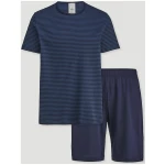 hessnatur Herren Pyjama Relaxed PURE COTTON aus Bio-Baumwolle - blau - Größe 46
