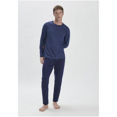 hessnatur Herren Pyjama Relaxed PURE COTTON - blau - Größe 46