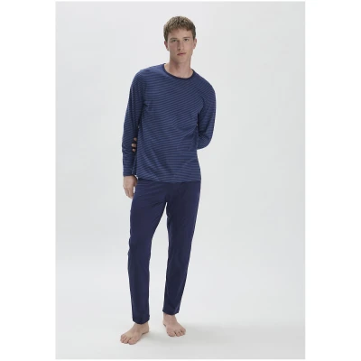 hessnatur Herren Pyjama Relaxed PURE COTTON - blau - Größe 46