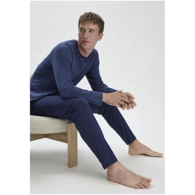 hessnatur Herren Pyjama Relaxed PURE COTTON - blau - Größe 46