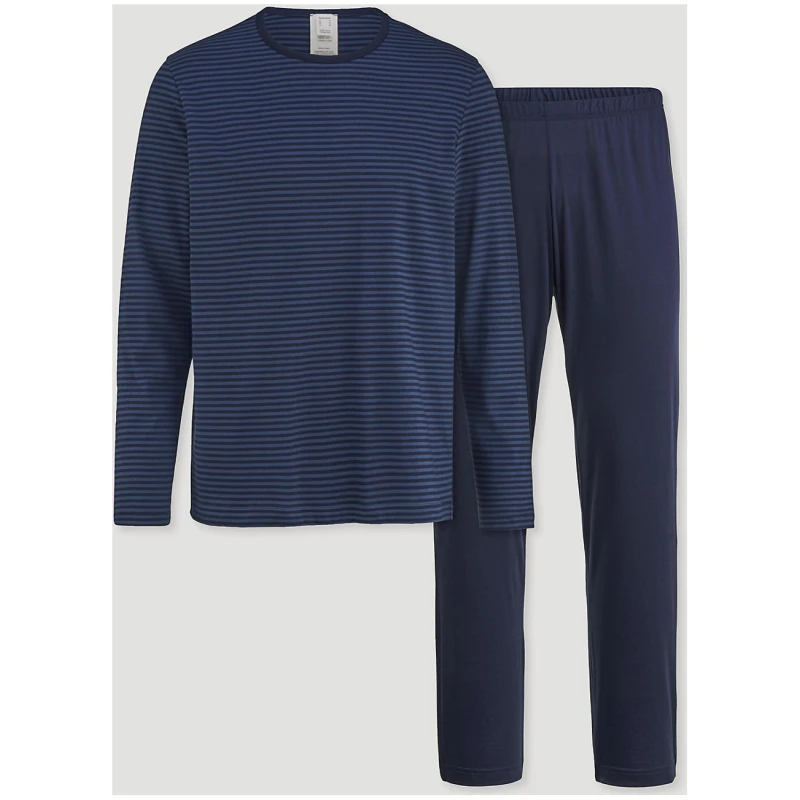 hessnatur Herren Pyjama Relaxed PURE COTTON - blau - Größe 46