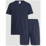 hessnatur Herren Pyjama Relaxed PURE NATURE aus Bio-Baumwolle - blau - Größe 46