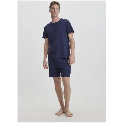 hessnatur Herren Pyjama Relaxed PURE NATURE aus Bio-Baumwolle - blau - Größe 46