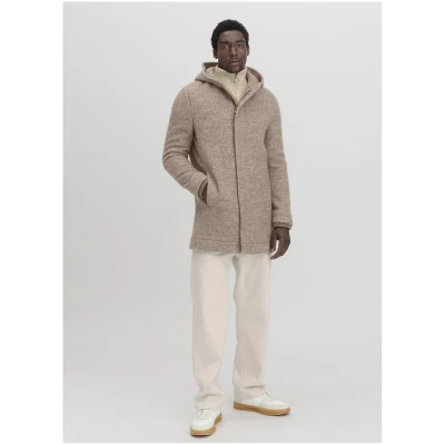 hessnatur Herren Rhön-Mantel Relaxed aus Schurwolle - beige - Größe 46