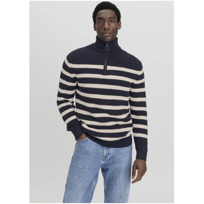 hessnatur Herren Slub Troyer Streifen Regular aus Bio-Baumwolle - blau - Größe 46