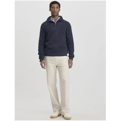 hessnatur Herren Strick Troyer Regular aus Bio-Baumwolle - blau - Größe 46
