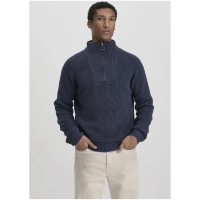 hessnatur Herren Strick Troyer Regular aus Bio-Baumwolle - blau - Größe 46