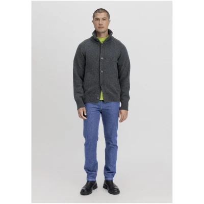 hessnatur Herren Strickjacke Relaxed aus Bio-Merinowolle mit Bio-Baumwolle - grau - Größe 46