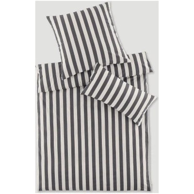 hessnatur Renforcé Bettwäsche-Set CANNES aus Bio-Baumwolle - grau - Größe 135x200 / 40x80 cm
