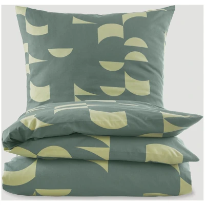 hessnatur Renforcé Bettwäsche-Set SVAVA aus Bio-Baumwolle - grün - Größe 135x200 / 40x80 cm