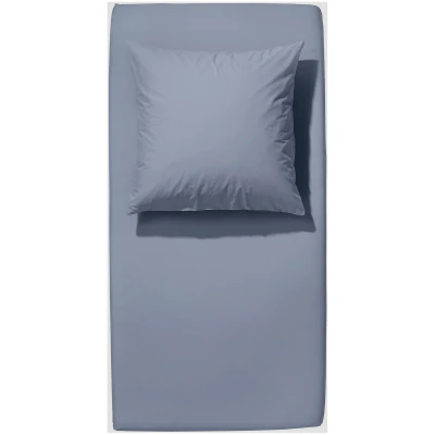 hessnatur Satin Spannbettlaken aus Bio-Baumwolle - blau - Größe 90-100x200 cm