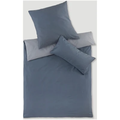 hessnatur Satin Wende Bettwäsche-Set aus Bio-Baumwolle - blau - Größe 135x200 / 40x80 cm