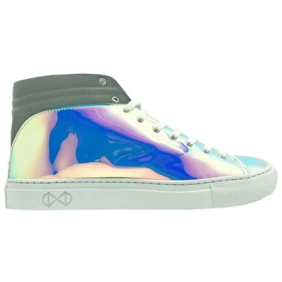 hoher Sneaker aus recyclebarer Regenbogenfolie "nat-2 Sleek vanish"