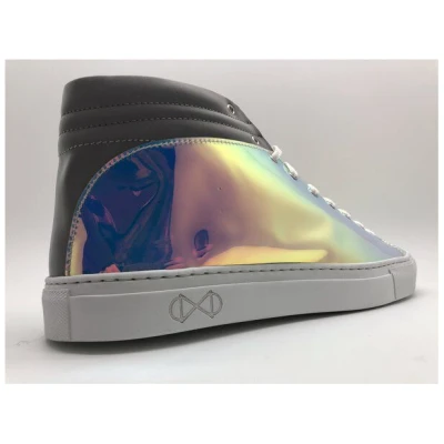 hoher Sneaker aus recyclebarer Regenbogenfolie "nat-2 Sleek vanish"