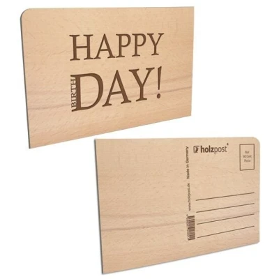 holzpost Postkarte aus Holz "HAPPY DAY"