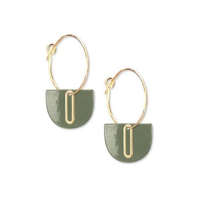 lille mus Creolen 'Halbkreis Oval' aus Porzellan und 925 Silber / vergoldet